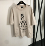 Balenciaga distressed-style T-shirt with eye chart letter print and loose fit. - Image 2