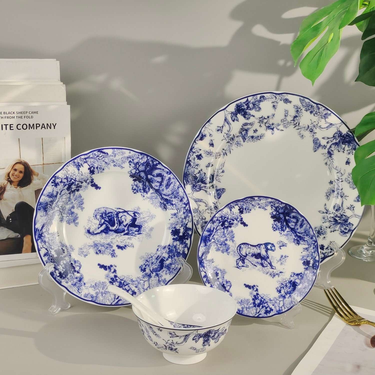 a1708930316429_7004.jpg Dior wild charm Jouy Tiger series bone china plates and tableware - Image 1