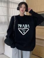 Prada Autumn New Casual Letter Graffiti Round Neck Hoodie
