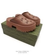 GUCCI Thick soled height increasing women’s sandals, beach shoes, casual and comfortable slippers. - Image 7