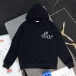DIOR New flower letter logo embroidered casual hooded sweatshirt - Image 3