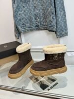 Bo ken UGG snow boots High silk shiny cowhide, double button decoration - Image 15