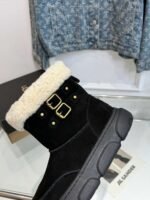 Bo ken UGG snow boots High silk shiny cowhide, double button decoration - Image 10