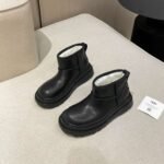 UGG winter new vintage washed cowhide thick soled slip-on wool and fur snow boots