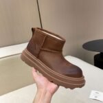 UGG winter new vintage washed cowhide thick soled slip-on wool and fur snow boots - Image 9