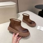 UGG winter new vintage washed cowhide thick soled slip-on wool and fur snow boots - Image 4