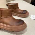 UGG winter new vintage washed cowhide thick soled slip-on wool and fur snow boots - Image 5