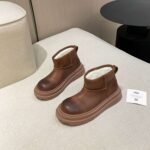 UGG winter new vintage washed cowhide thick soled slip-on wool and fur snow boots - Image 7