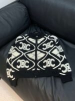 CELINE Color blocked temperament hot stamping lamb wool jacket - Image 7