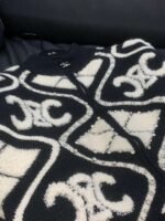 CELINE Color blocked temperament hot stamping lamb wool jacket - Image 5