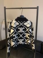 CELINE Color blocked temperament hot stamping lamb wool jacket - Image 4