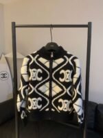 CELINE Color blocked temperament hot stamping lamb wool jacket - Image 3