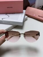 miumiu New Frameless Sunglasses Women Retro Sunglasses 1：1 Premium - Image 4