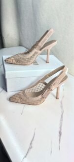 DIOR Web strap slingback sandals Jacquard embroidered letter logo high heel bowknot color matching women’s shoes - Image 17