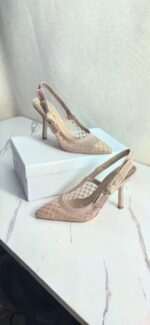 DIOR Web strap slingback sandals Jacquard embroidered letter logo high heel bowknot color matching women’s shoes - Image 16