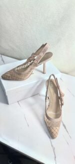 DIOR Web strap slingback sandals Jacquard embroidered letter logo high heel bowknot color matching women’s shoes - Image 15