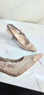 DIOR Web strap slingback sandals Jacquard embroidered letter logo high heel bowknot color matching women’s shoes - Image 12