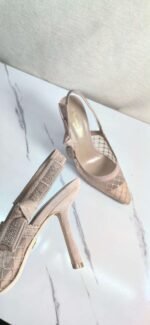 DIOR Web strap slingback sandals Jacquard embroidered letter logo high heel bowknot color matching women’s shoes - Image 11