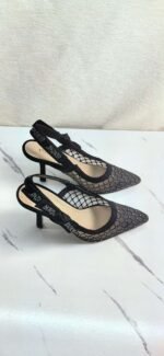 DIOR Web strap slingback sandals Jacquard embroidered letter logo high heel bowknot color matching women’s shoes - Image 9