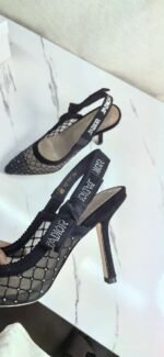 DIOR Web strap slingback sandals Jacquard embroidered letter logo high heel bowknot color matching women’s shoes - Image 5