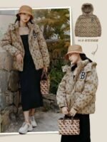 MLB old flower full print hooded down jacket NY casual men and women couples same style