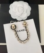 Chanel New Round Pearl Black Leather Double Brooch - Image 2