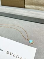 Bulgari classic small fan necklace with diamonds and turquoise Premium - Image 8