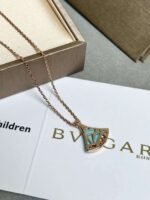Bulgari classic small fan necklace with diamonds and turquoise Premium - Image 6