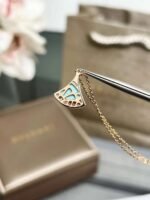 Bulgari classic small fan necklace with diamonds and turquoise Premium - Image 2