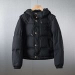 Celine down jacket solid color detachable sleeves hooded down long sleeve jacket - Image 4