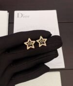 DIOR Latest black five-pointed star cd earrings premium version - Image 3
