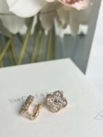 Van Cleef & Arpels four-leaf clover full diamond earrings Premium - Image 7