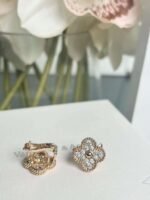 Van Cleef & Arpels four-leaf clover full diamond earrings Premium - Image 4