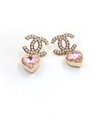Chanel Pink Heart Pearl Earrings