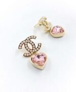 Chanel Pink Heart Pearl Earrings - Image 3