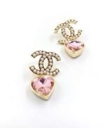 Chanel Pink Heart Pearl Earrings - Image 2