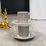 Hermès Horse-drawn Carriage Grey Espresso Double Cup and Saucer - Image 7