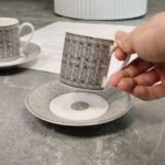 Hermès Horse-drawn Carriage Grey Espresso Double Cup and Saucer - Image 3