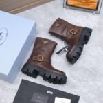 PRADA classic triangle logo winter short boots with 6cm back sole high-end leather boots - Image 4