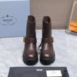 PRADA classic triangle logo winter short boots with 6cm back sole high-end leather boots - Image 3