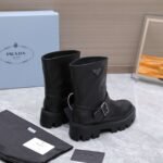 PRADA classic triangle logo winter short boots with 6cm back sole high-end leather boots - Image 11