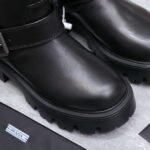 PRADA classic triangle logo winter short boots with 6cm back sole high-end leather boots - Image 9
