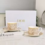 DIOR【Colorful Starry Sky】Series Brown Double Cup and Saucer - Image 6
