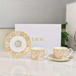 DIOR【Colorful Starry Sky】Series Brown Double Cup and Saucer