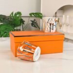 HERMES Scepter series orange and white double cup set bone porcelain material - Image 7
