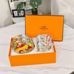 Hermès New Arrival: Yellow Leopard Double Cup and Saucer Coffee and Tea Set - Image 8