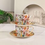 Hermès New Arrival: Yellow Leopard Double Cup and Saucer Coffee and Tea Set - Image 5