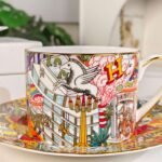 Hermès New Arrival: Yellow Leopard Double Cup and Saucer Coffee and Tea Set - Image 2