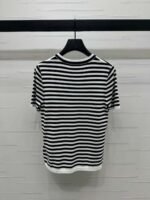 PRADA 2025 Spring and Summer Latest Striped Knitted Short Sleeve Top Wool Material T-shirt - Image 12