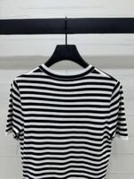 PRADA 2025 Spring and Summer Latest Striped Knitted Short Sleeve Top Wool Material T-shirt - Image 6